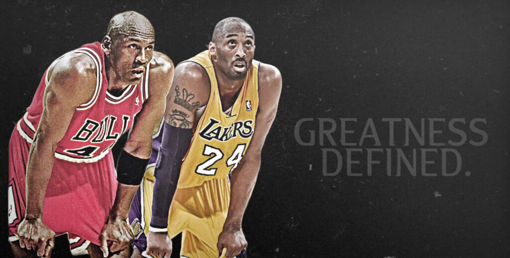 Icons United: Kobe Bryant and Michael Jordan Forge a Legendary Bond, Captured in a Historic NBA Moment Wallpaper