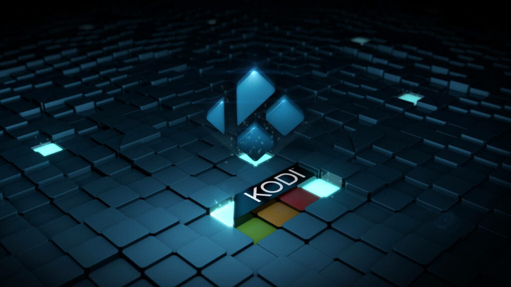 Kodi Logo in a 3D Seascape of Gleaming Metal Cubes Wallpaper
