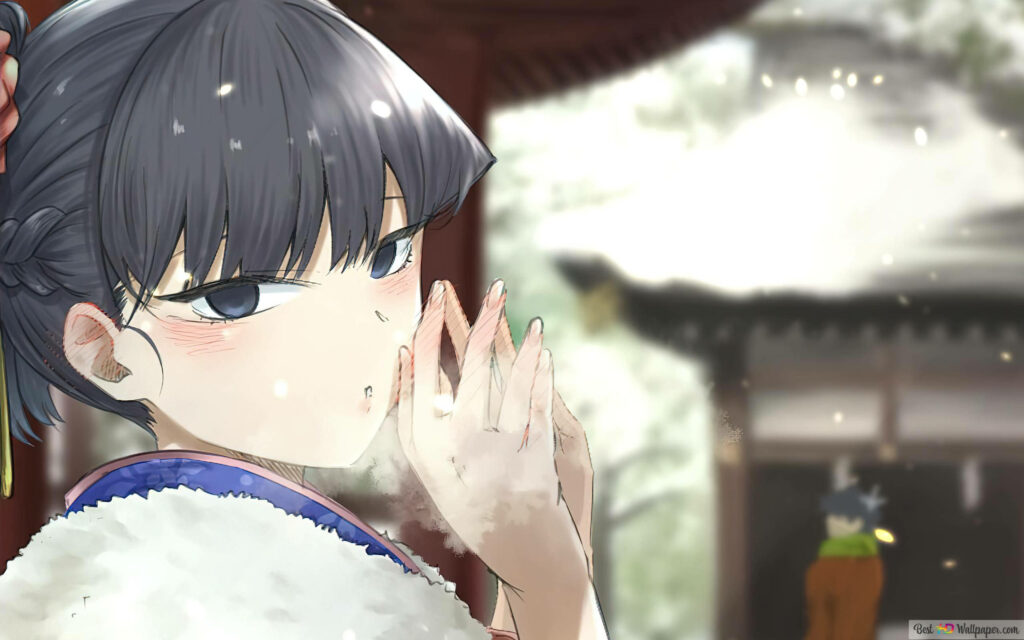 Komi from Komi Can't Communicate: Serene Winter Wallpaper