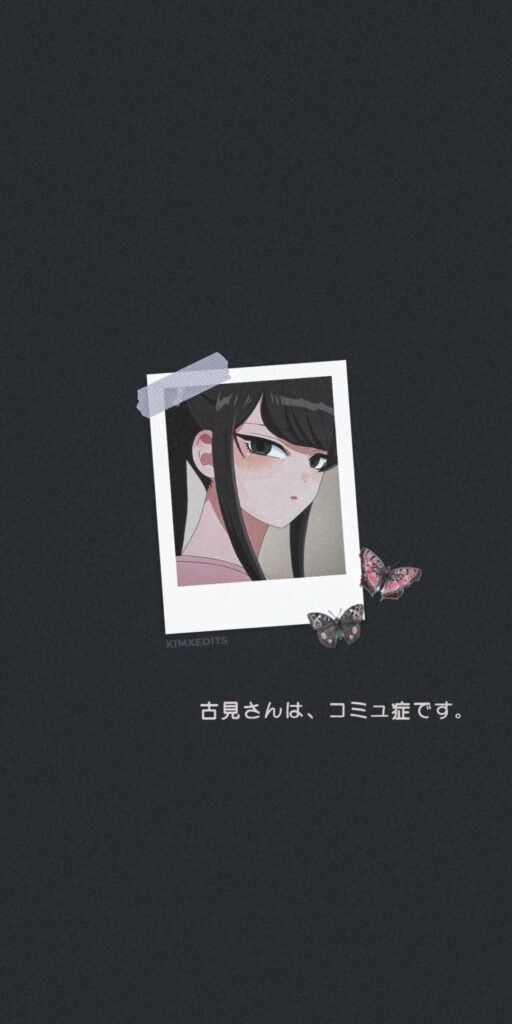 Komi Can't Communicate Minimalist Wallpaper: Polaroid Frame Design