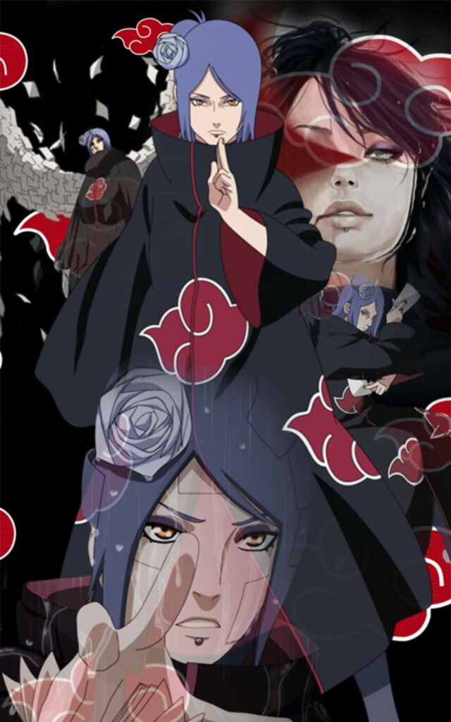 A Heavenly Tribute: Konan's Akatsuki Phone Background Fanart Wallpaper