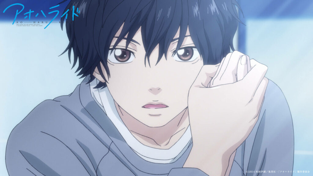 Kou from Ao Haru Ride with gentle expression and thoughtful gaze anime wallpaper background