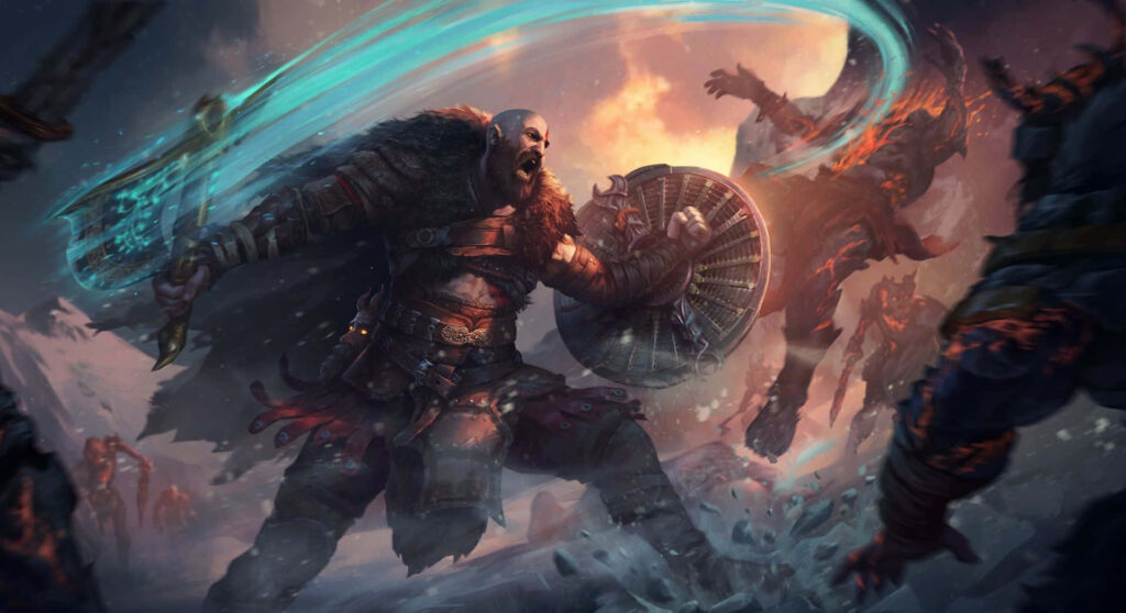 Epic God of War Ragnarok: Kratos Battles Enemies - Dynamic Wallpaper