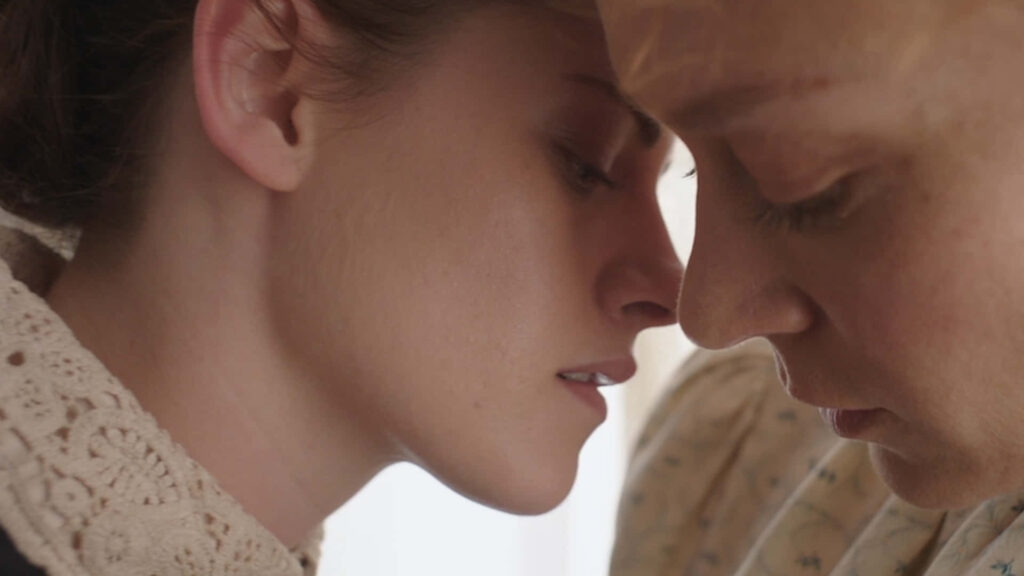 Kristen Stewart and Chloë Sevigny emotional close-up scene from 2018 film Lizzie period costumes Wallpaper
