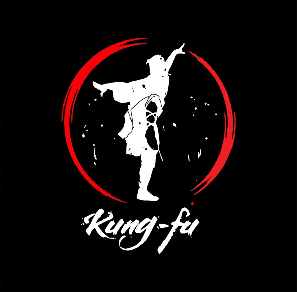 Dynamic Kung Fu Vector Art Wallpaper on Sleek Black Background