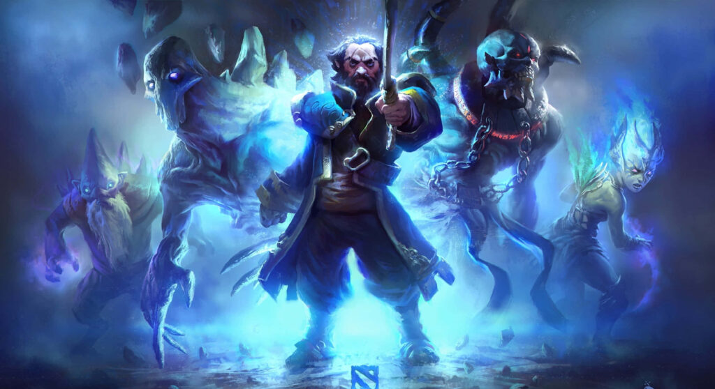 Mighty Kunkka Guiding Heroes: A Breathtaking Dota 2 Spectacle in 2440x1440 Wallpaper
