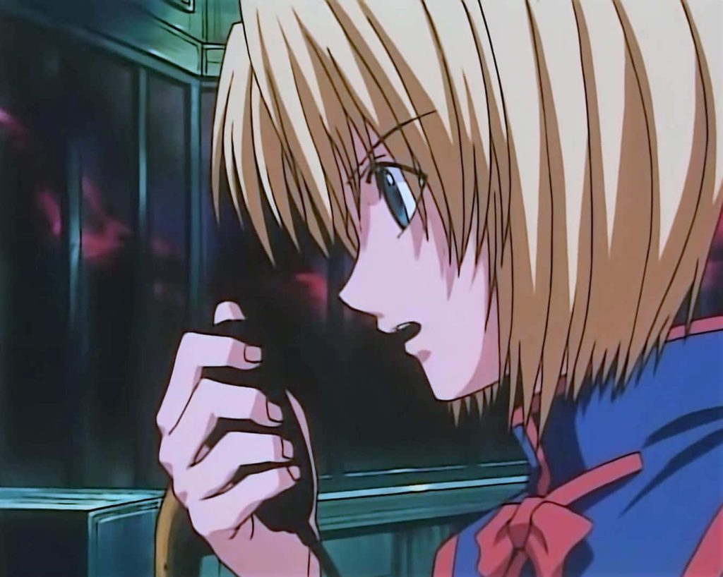 Kurapika Hunter x Hunter 1999 anime profile speaking into radio intense expression wallpaper