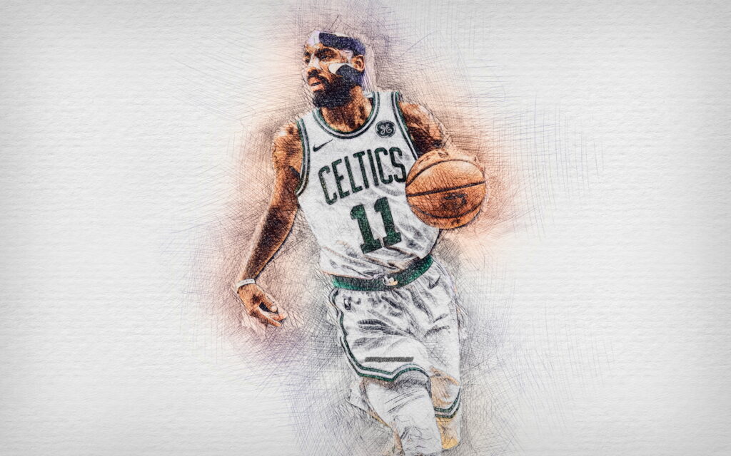 The Masterful Rundown: Kyrie Irving's Majestic NBA Legacy in Mesmerizing Artwork Wallpaper