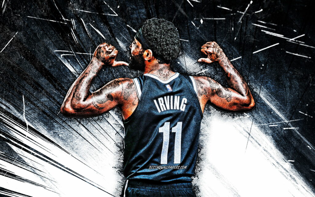Nets' Enigma: Kyrie Irving Emerges from the Shadows in Brooklyn's Grunge Arena Wallpaper
