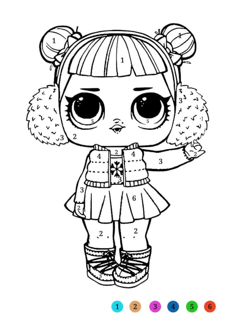 L.O.L. Surprise! Cute Character Coloring Sheet with Numbered Sections Wallpaper