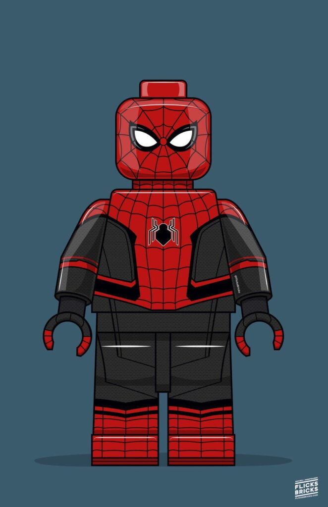 LEGO Spider-Man minifigure illustration on blue background HD phone wallpaper, playful hero