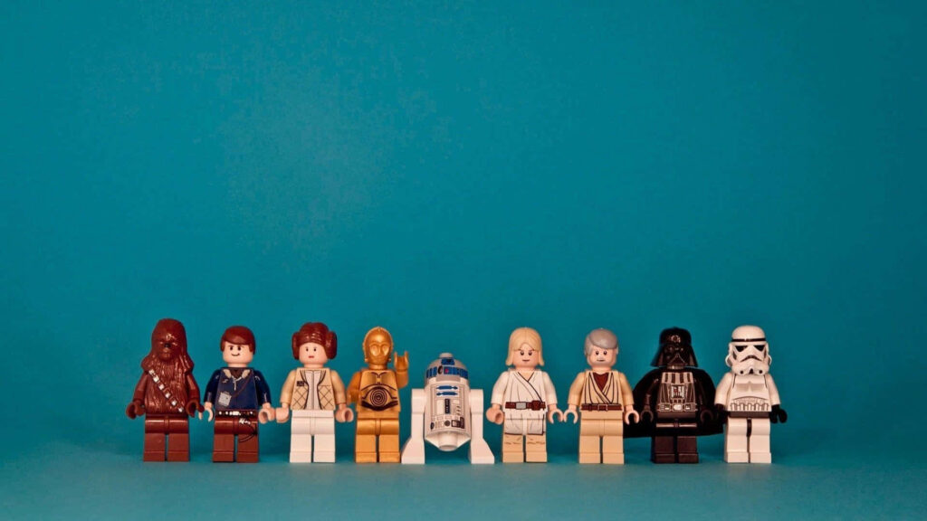 LEGO Star Wars Characters Wallpaper: Darth Vader, R2-D2 & Chewbacca