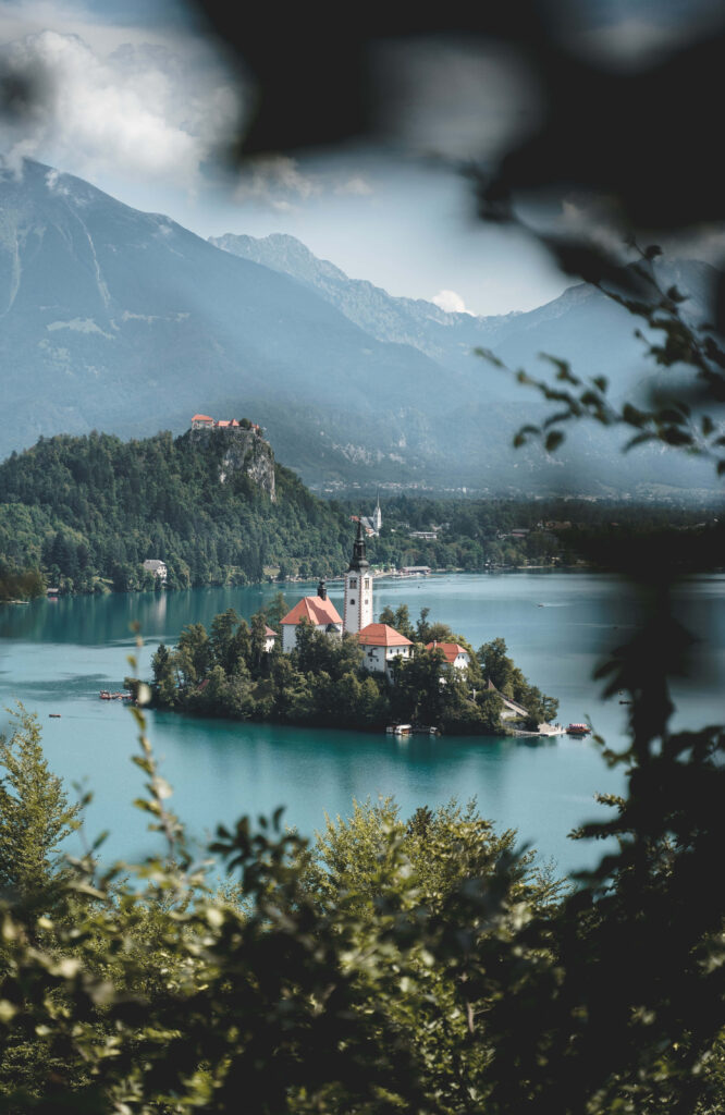 Serene Lake Bled Wallpaper: Tranquil Island & Majestic Mountains