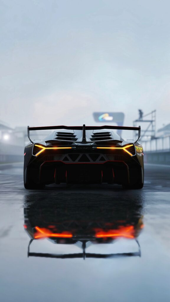 Sleek Lamborghini Veneno Rear View: Aerodynamic Design & Power Wallpaper