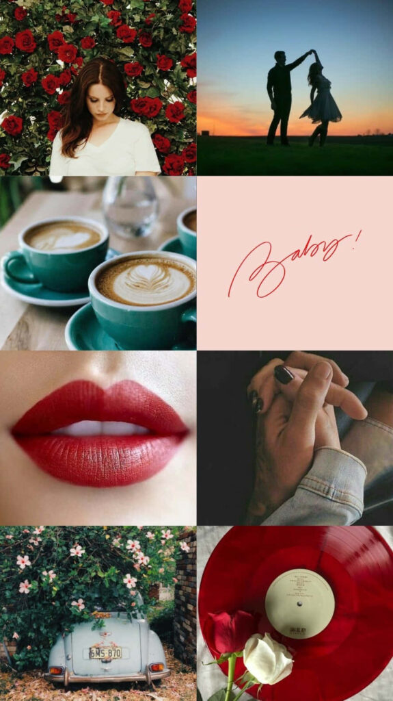 Lana Del Rey-Inspired Aesthetic Collage Wallpaper: Romantic Retro Vibes