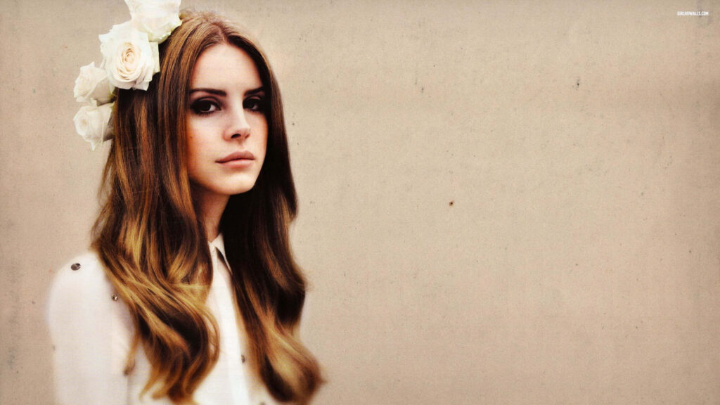 Lana Del Rey Retro Wallpaper: Soft Waves & White Roses Background