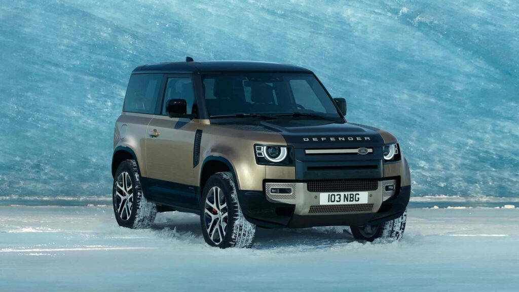 Robust Land Rover Defender Wallpaper: Conquer Icy Terrain Adventure