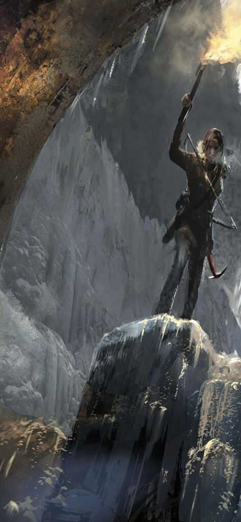 Warrior in the Ruins: Lara Croft Conquering Challenges Wallpaper