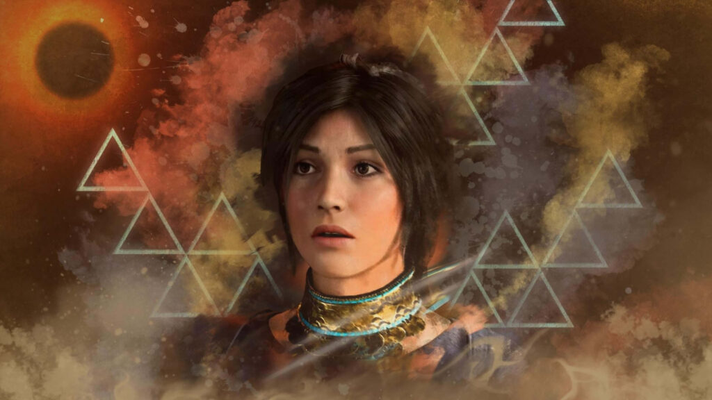 Eclipse's Embrace: Captivating 4K Lara Croft Wallpaper from Shadow of the Tomb Raider