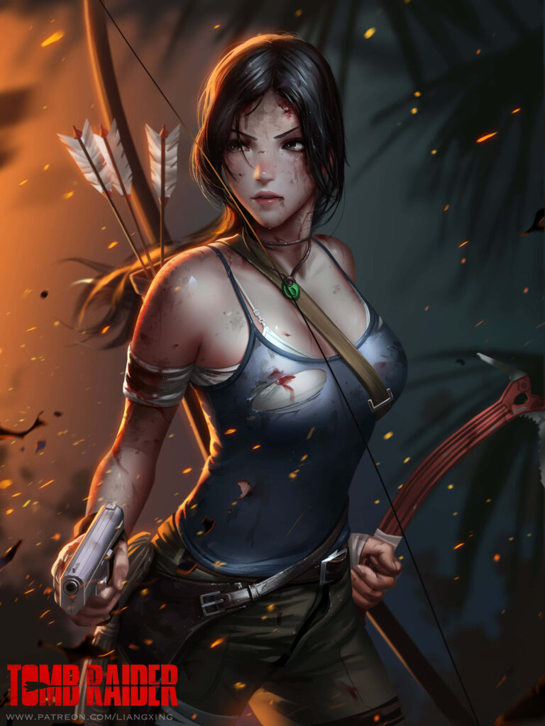 The Badass Adventurer: Lara Croft Armed with Danger in The Rise Of The Tomb Raider Android Wallpaper
