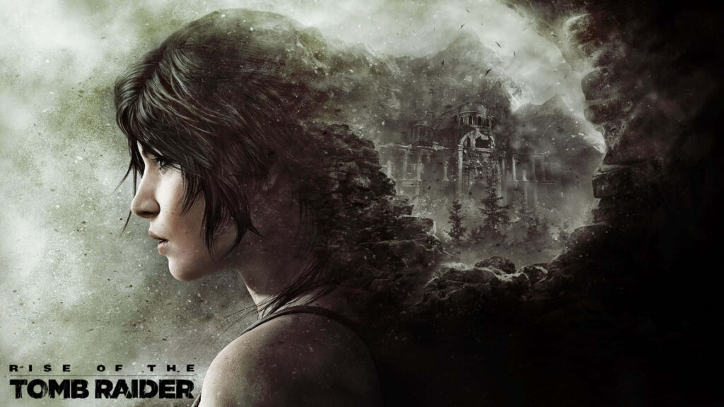The Adventurous Lara Croft Strikes a Pose: Captivating 1080p Background from Rise of the Tomb Raider Wallpaper