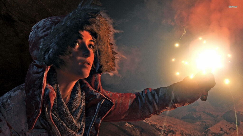 Arctic Adventurer: Lara Croft Ventures into Mysterious Territory, Wrapped in Cozy Winter Gear Wallpaper