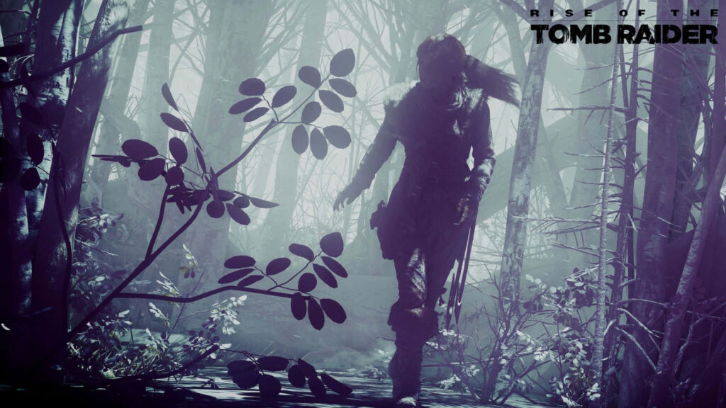 Majestic Silhouette: Exploring the Enchanting Forest in Rise of the Tomb Raider Wallpaper