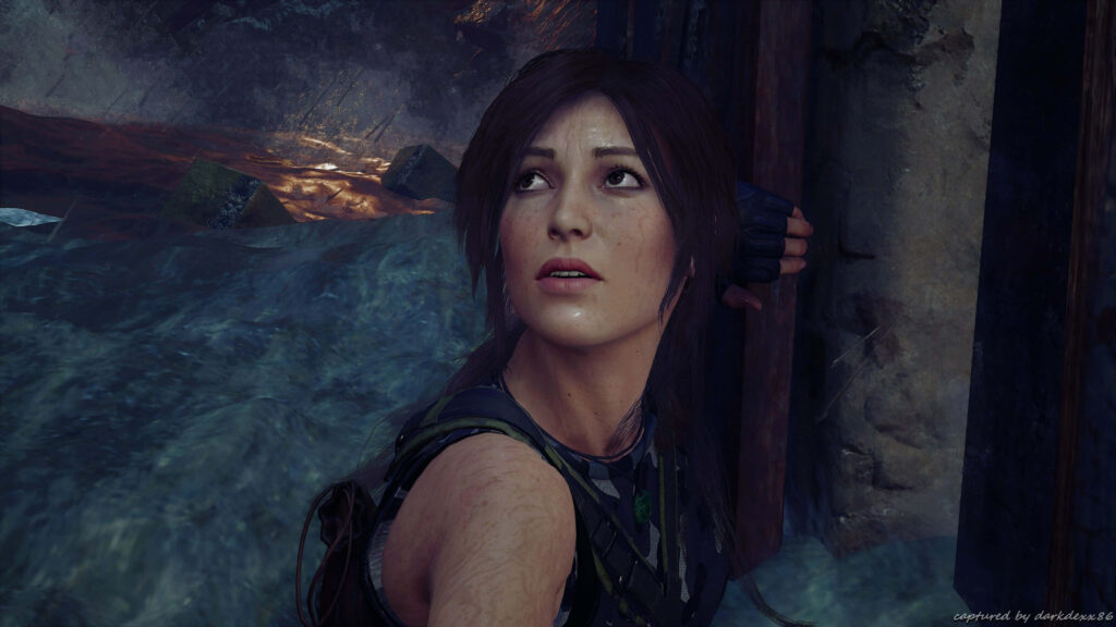 Magnetic Gaze: Empowering Lara Croft in Shadow of the Tomb Raider Wallpaper
