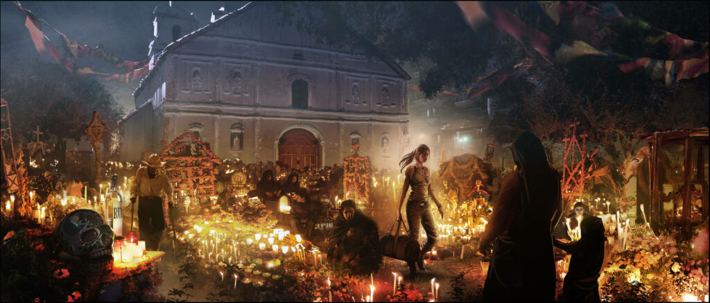 Mystical Trail: Lara Croft's Journey in the Shadows Wallpaper