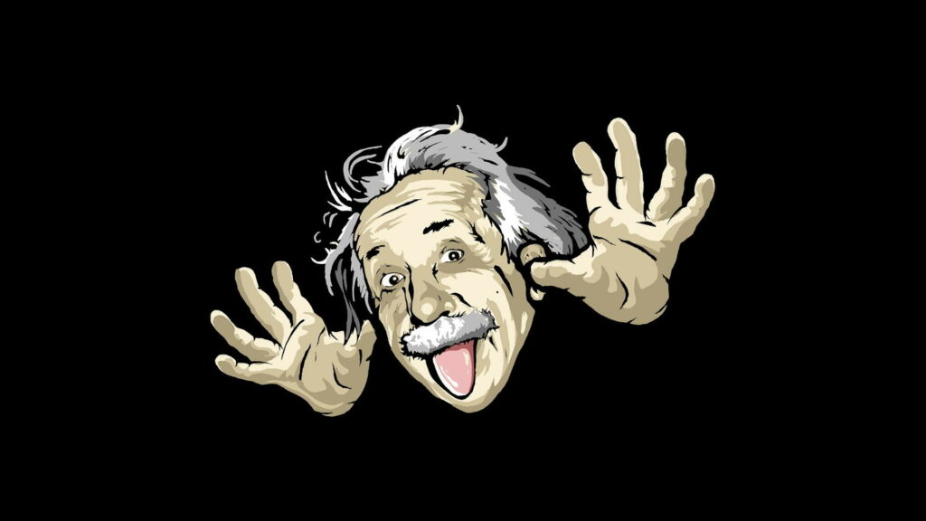 A Cartoon Take on Albert Einstein in HD Art Background Photo Wallpaper