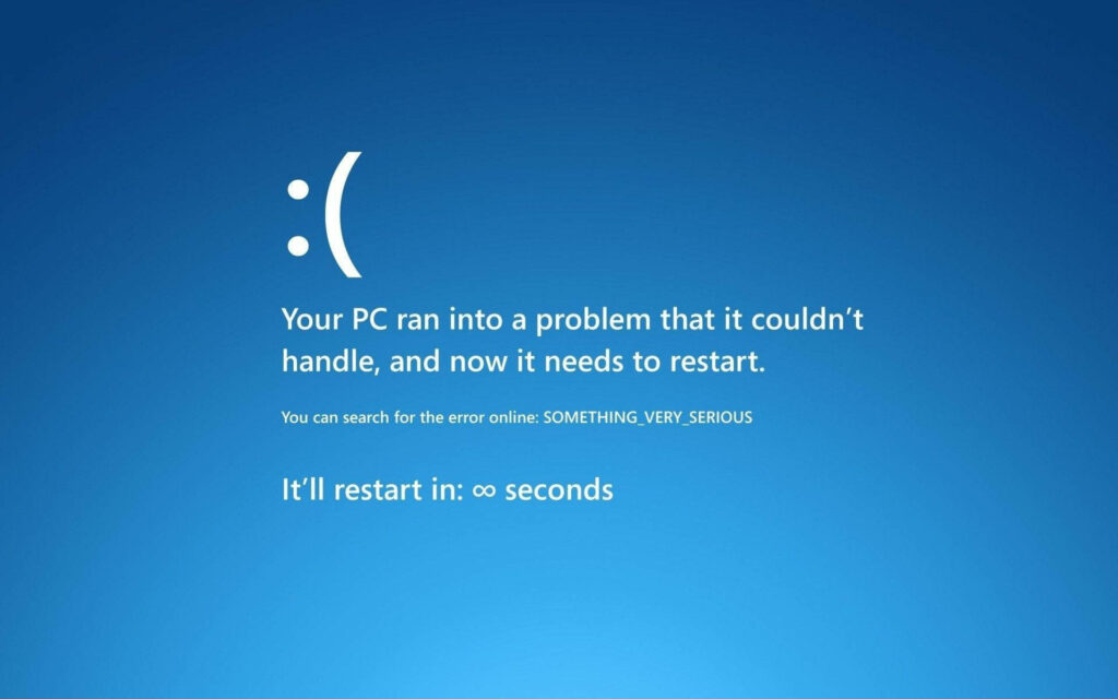 Laugh Out Loud: Hilarious Computer Desktop Picture Mocking BSOD's Endless Resolution Time Wallpaper