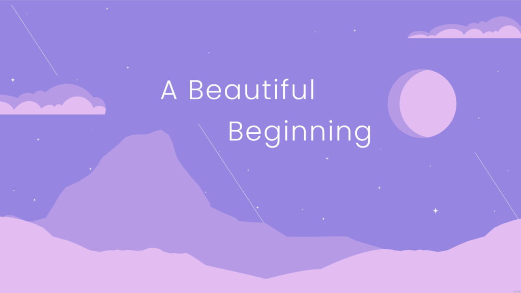 Majestic Pastel Purple Design Templates: Mesmerizing 8K Wallpaper Background - A Beautiful Beginning, Moon, Mountains. Clouds
