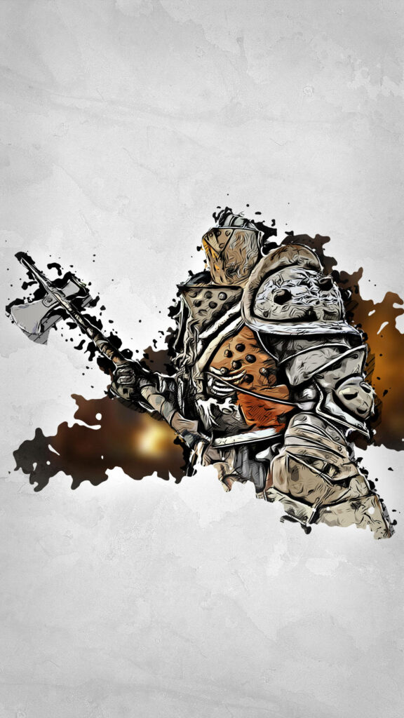 The Lightbringer: For Honor's Iconic Hero Silhouetted in Epic Outline Art against Captivating Background Wallpaper