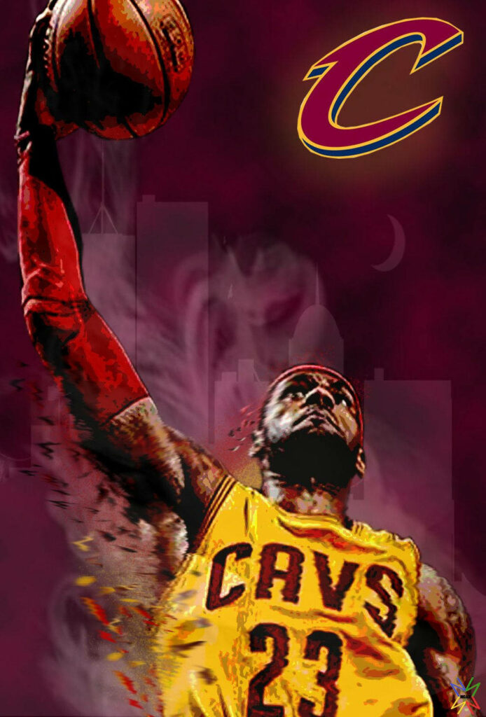 LeBron James in Cavaliers Jersey: Intense Basketball Wallpaper