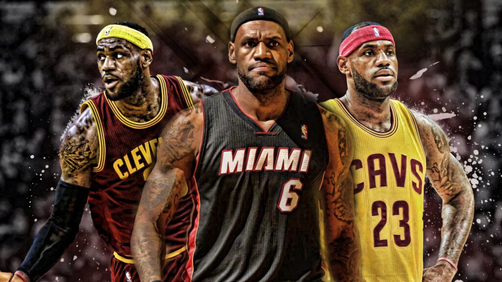 LeBron James: Iconic Jerseys Wallpaper - Cavaliers & Heat Legacy