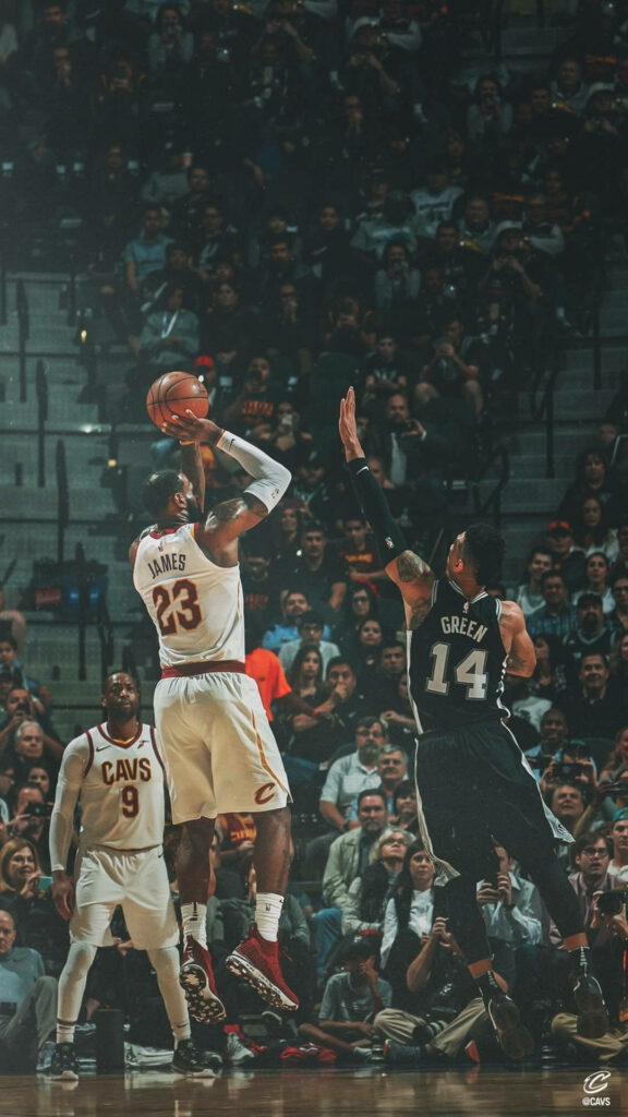 Dynamic LeBron James iPhone Wallpaper: Basketball Action Background