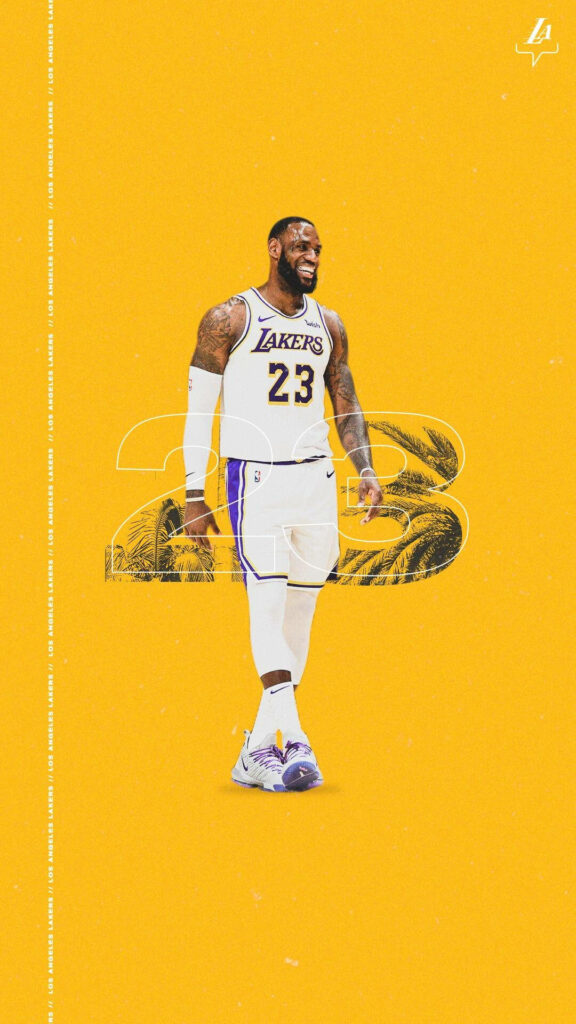 LeBron James Lakers iPhone Wallpaper: Dynamic Yellow Sports Design