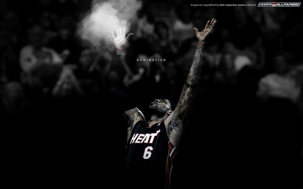 LeBron James Miami Heat Jersey Chalk Toss Wallpaper Background