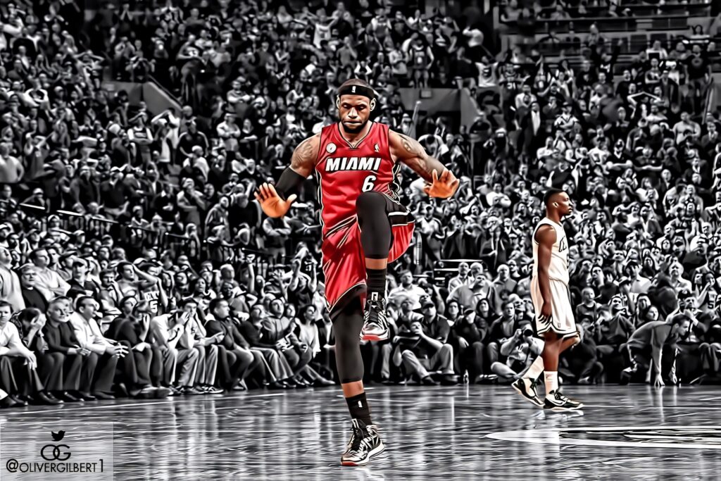 LeBron James Miami Heat Jersey Wallpaper - Intense On-Court Energy