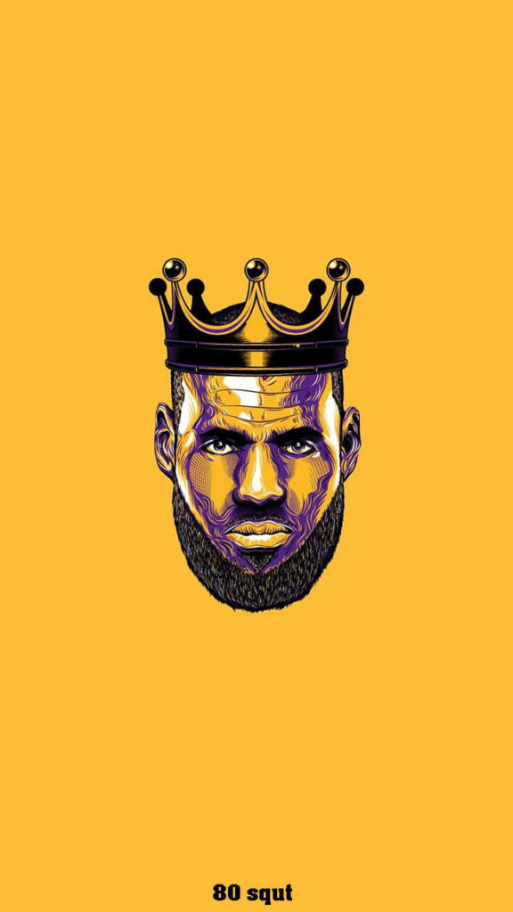 Bold LeBron James Vector Art Wallpaper with Regal Yellow Background