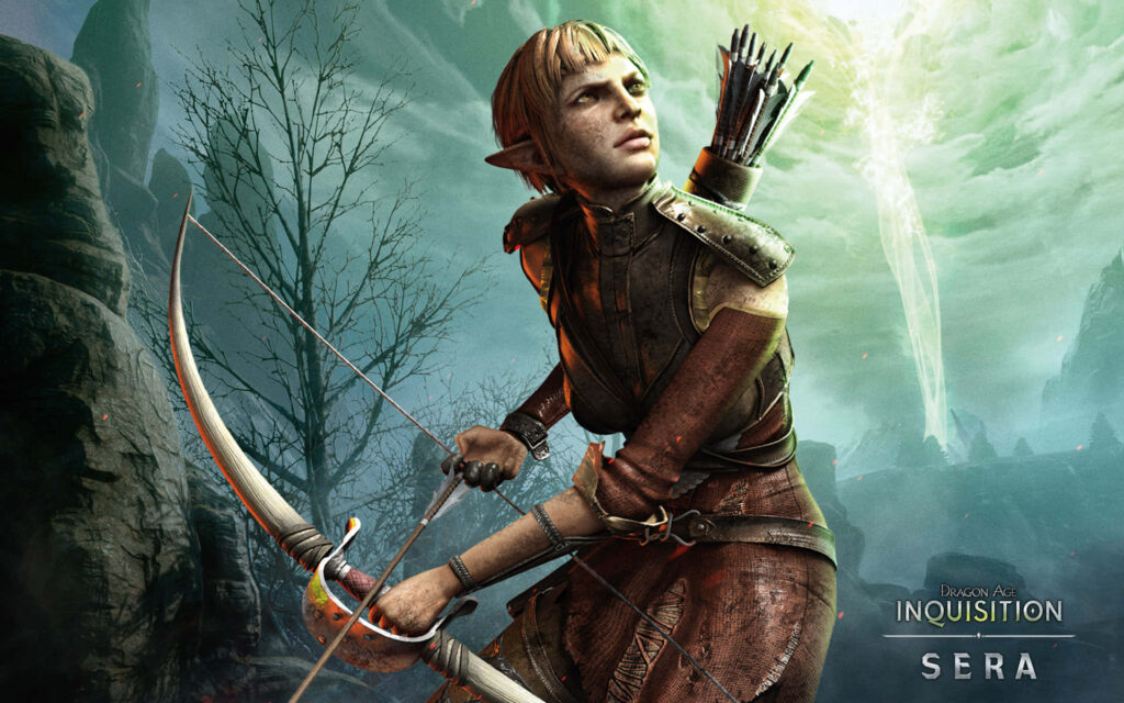 Dragon Age: Inquisition Wallpaper with Sera the Elven Archer - Mystical Fantasy Landscape Background