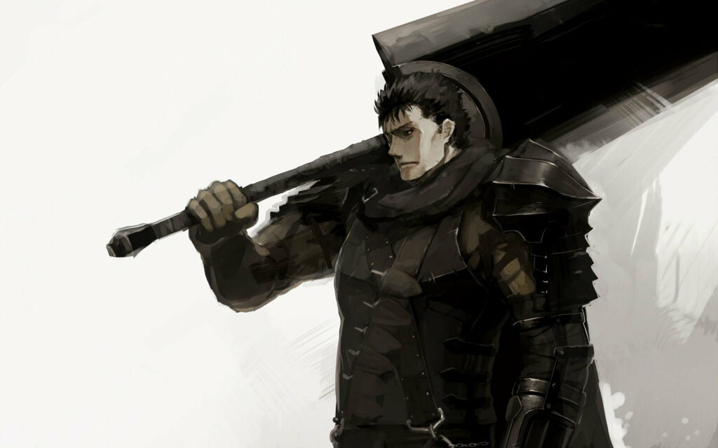 Unleashing the Beast within: Guts wields his colossal sword in this stunning HD Anime wallpaper