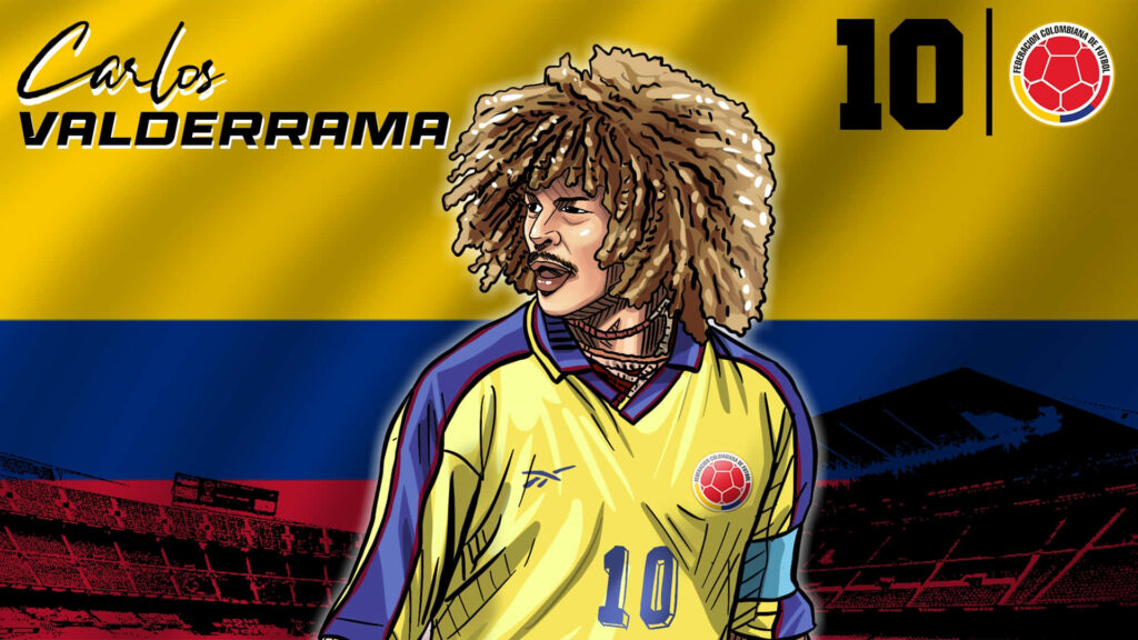 Colombian Legend: Carlos Valderrama in Animated Flag Wallpaper