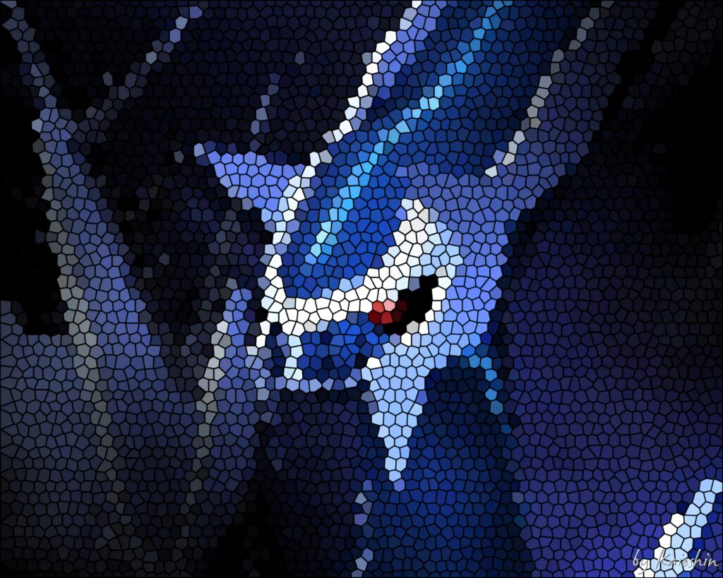 Legendary Dialga digital art in blue silver stained glass style powerful mythical Pokémon wallpaper