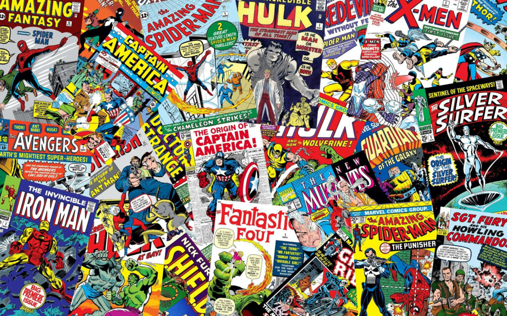 Heroic Wall of Fame: Marvel and DC's Iconic Comic Book Collection Wallpaper