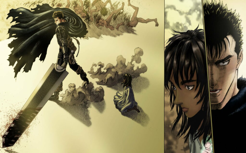 The Unbreakable Bonds of Guts and Casca: An Epic Anime Tale Captured in High-Definition Wallpaper