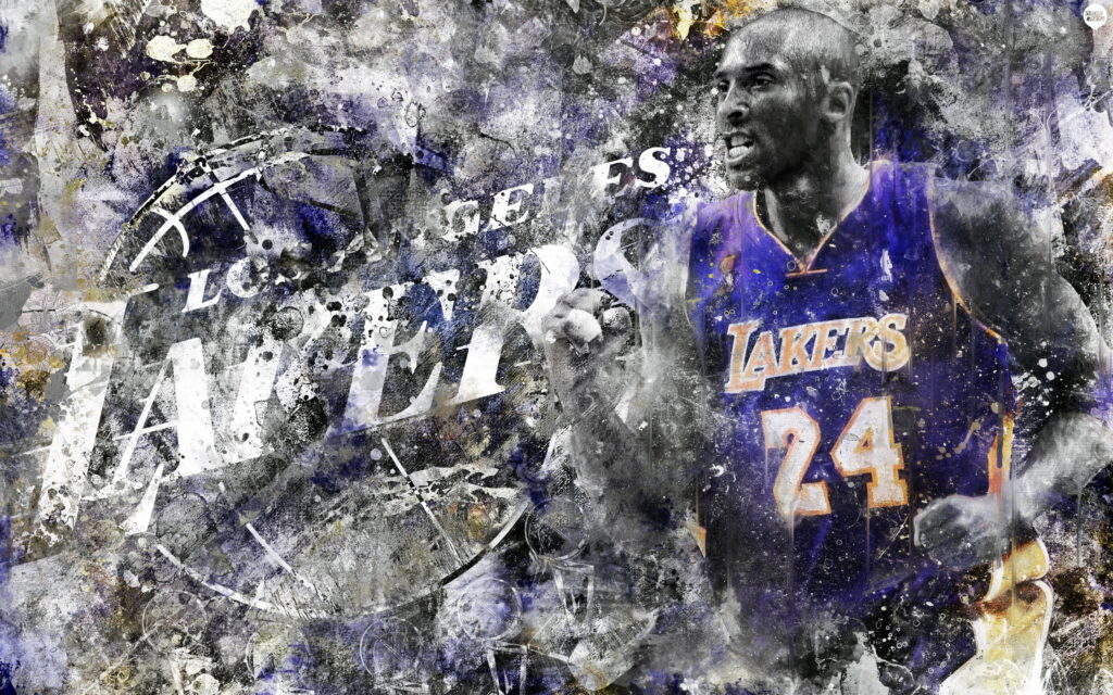 The Digital Court Legend: Kobe Bryant's Dominance for the Lakers Captured in QHD Basketball Wallpaper
