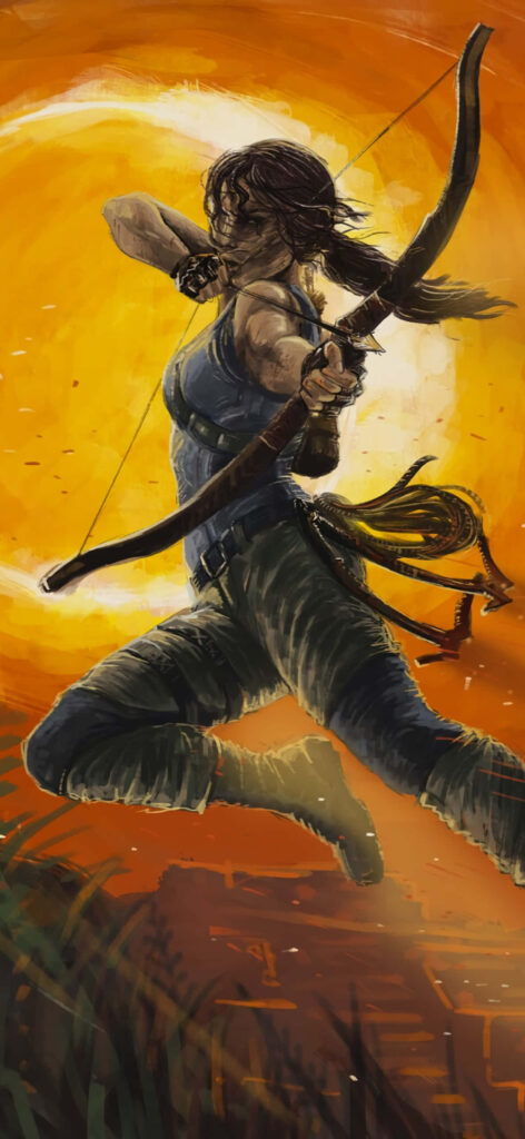 Epic Lara Croft: Unleashing Archery Skills in the Enigmatic Realm Wallpaper