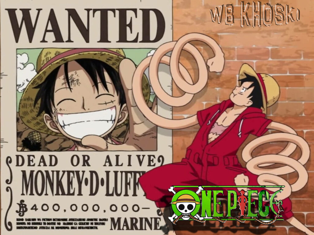 The Pirate King's Legacy: Luffy's Wanted Poster Painted on a Brick Wall - Captivating 4k Background Wallpaper