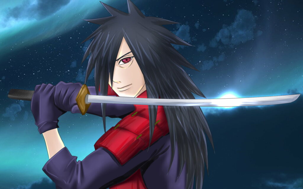 The Legendary Eyes Unleashed: Madara Uchiha's Sharingan Blades Clash in Epic Manga-Inspired Artwork Wallpaper